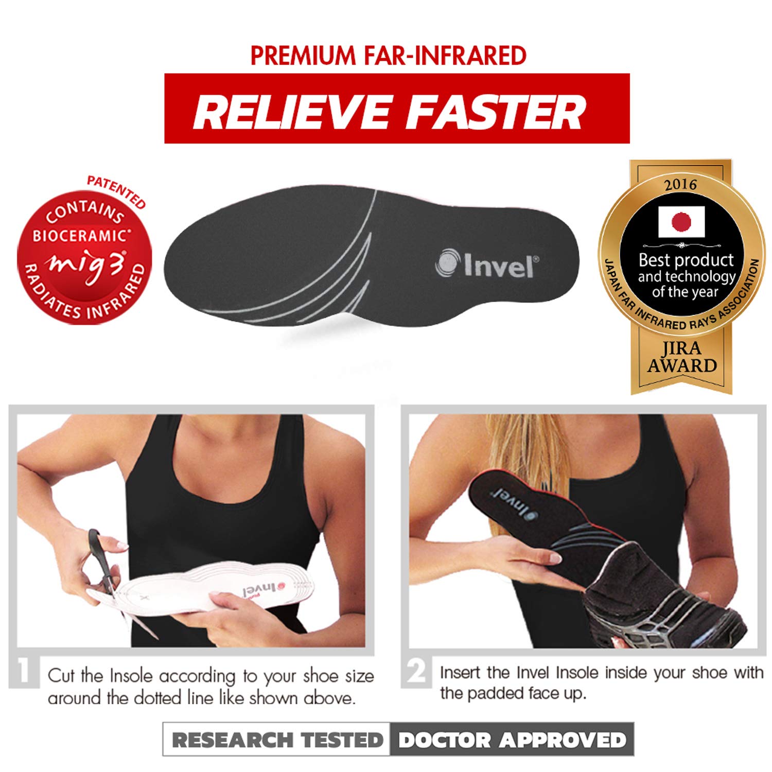 Invel Active Relief Shoe Insoles - Embedded with Patented MIG3